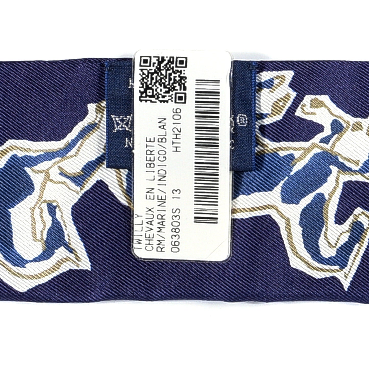 Silk Chevaux En Liberte Twilly Marine Indigo Blanc