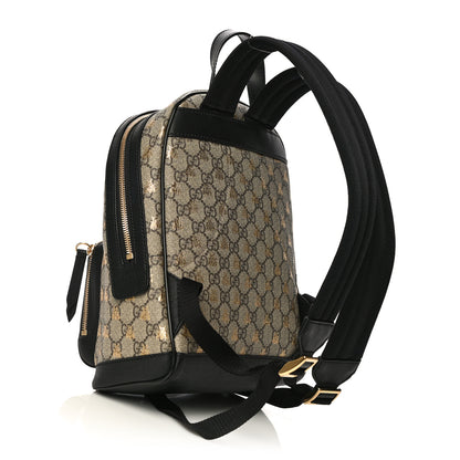 Gucci GG Supreme Monogram Bees Print Small Day Backpack Beige Oro Black 3 of 11