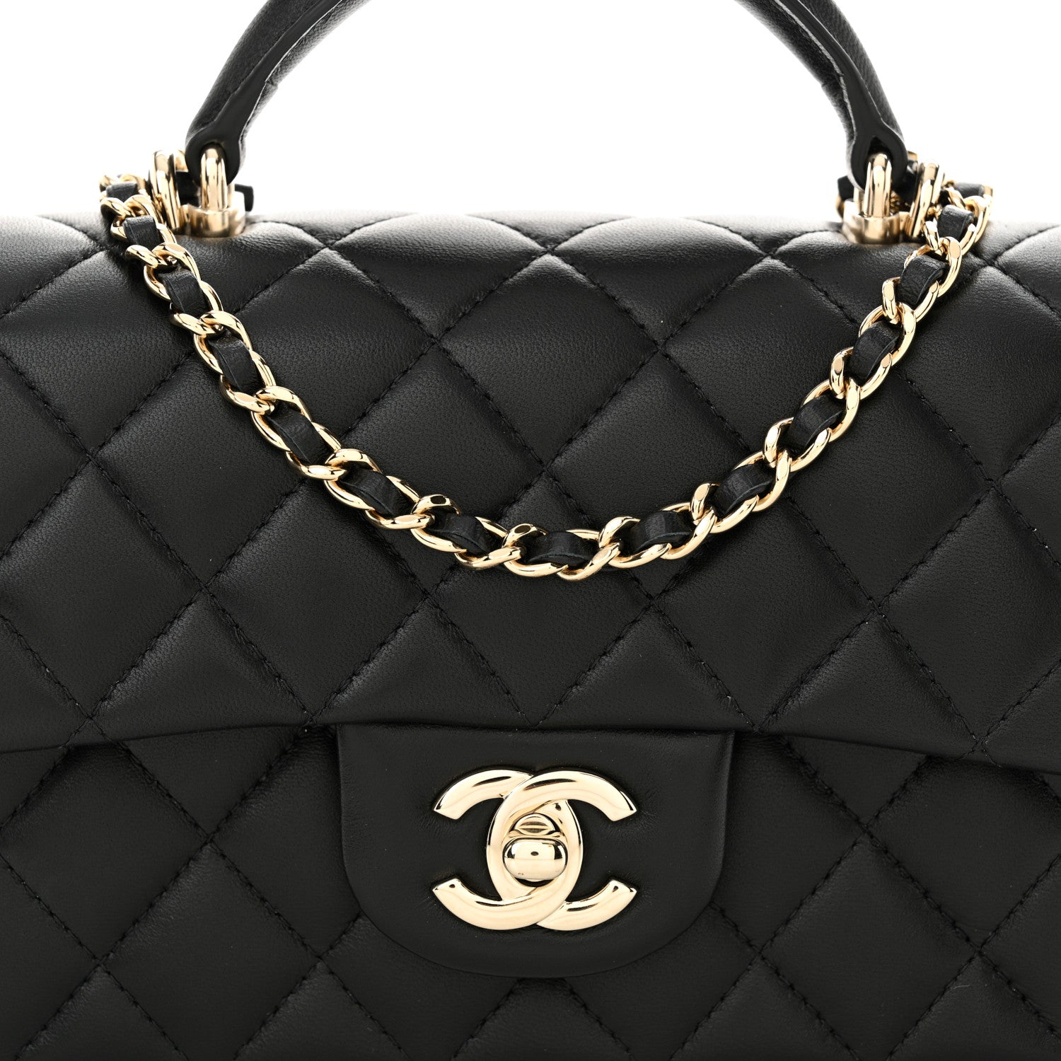 Chanel Lambskin Quilted Mini Top Handle Rectangular Flap Black 8 of 11