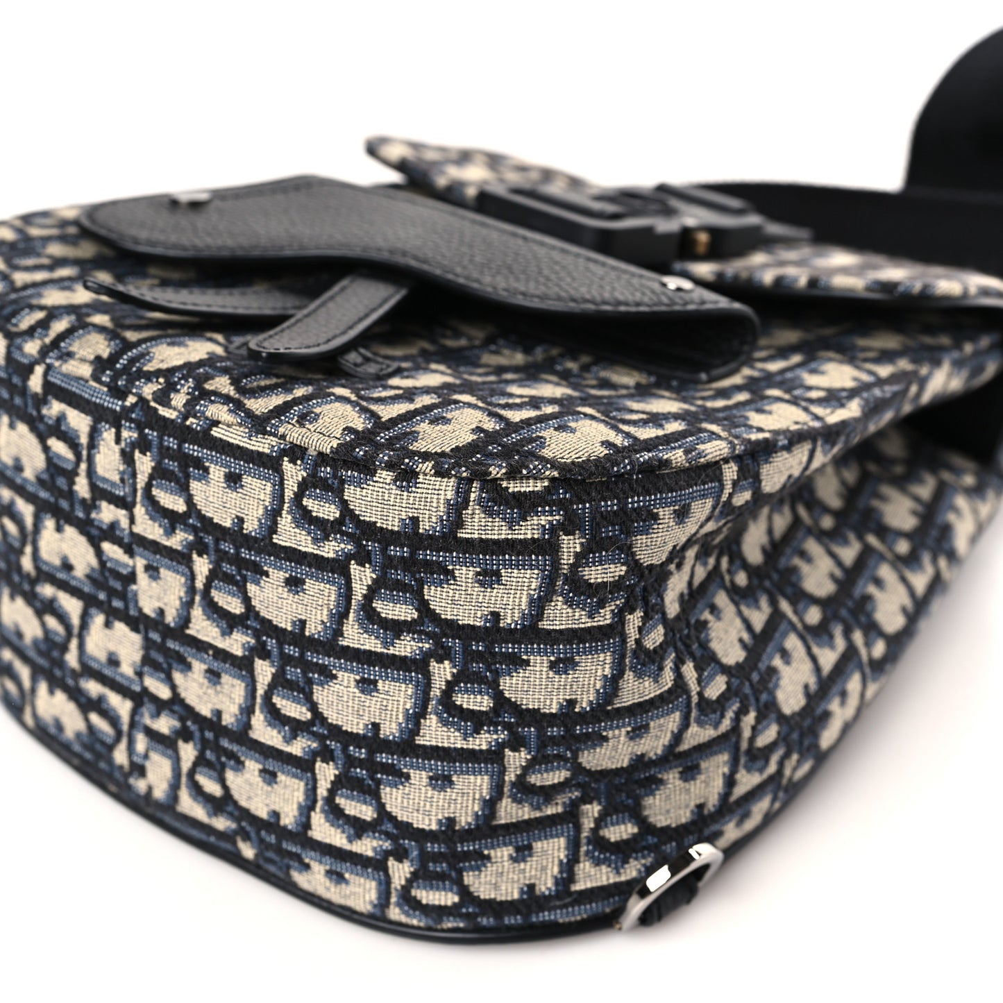 Grained Calfskin Oblique Mini Gallop Sling Bag Blue Black