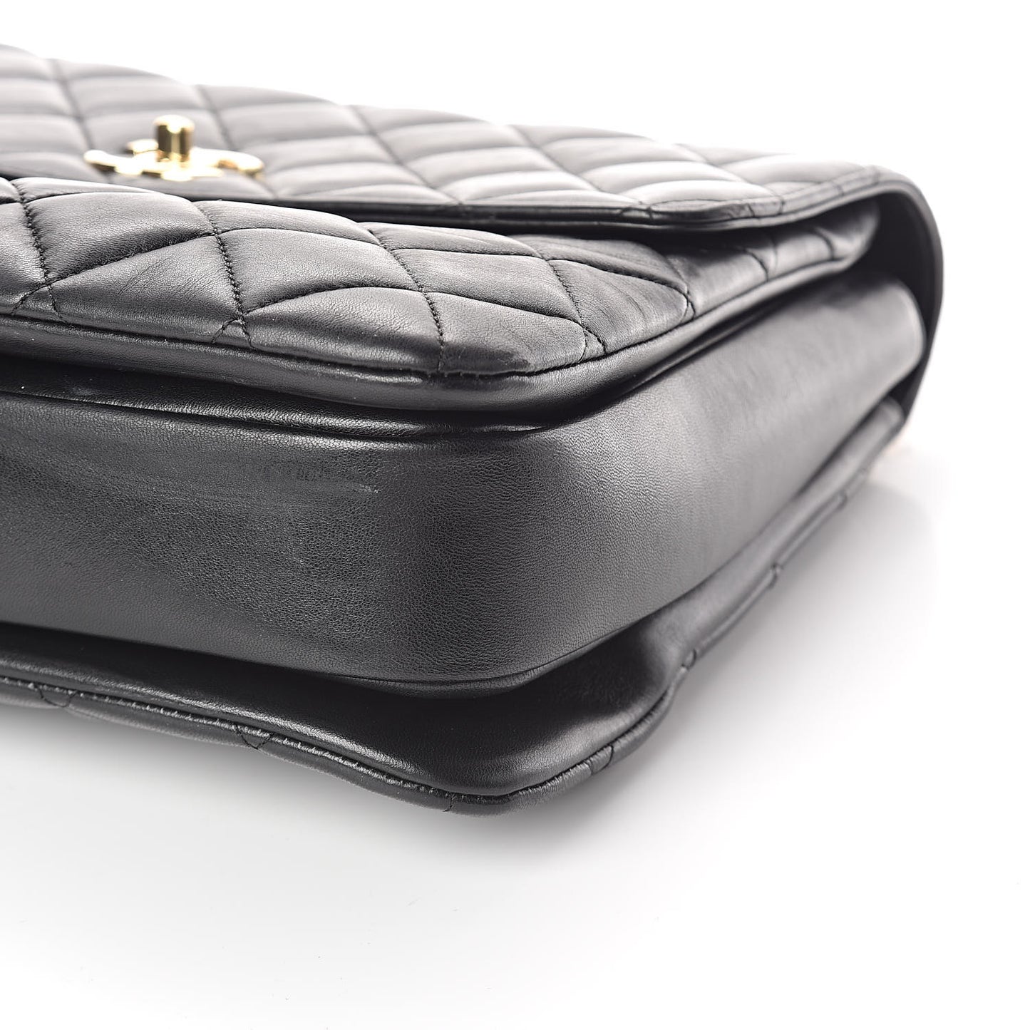 Lambskin Quilted Large Trendy CC Dual Handle Flap Bag Black