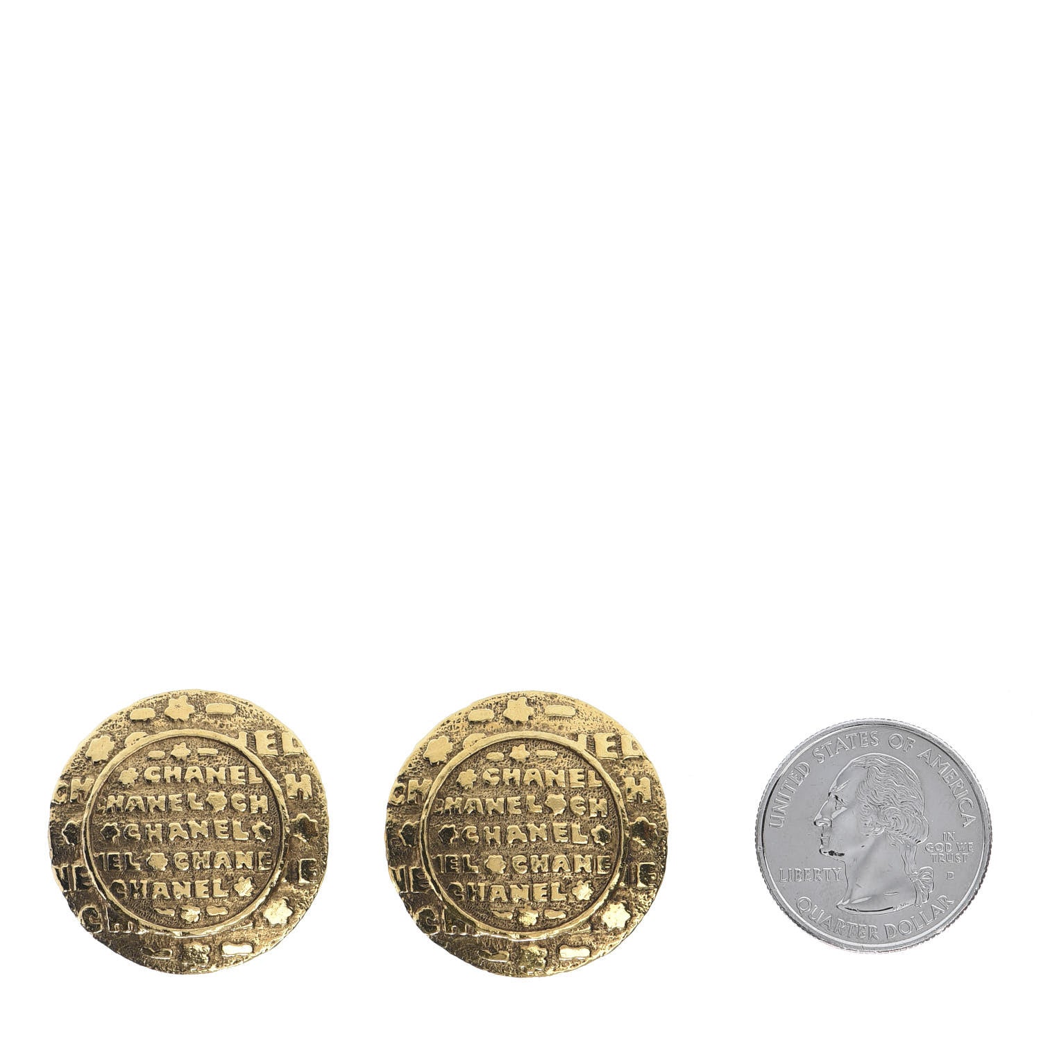 Chanel Medallion Clip On Earrings Gold 2 of 5