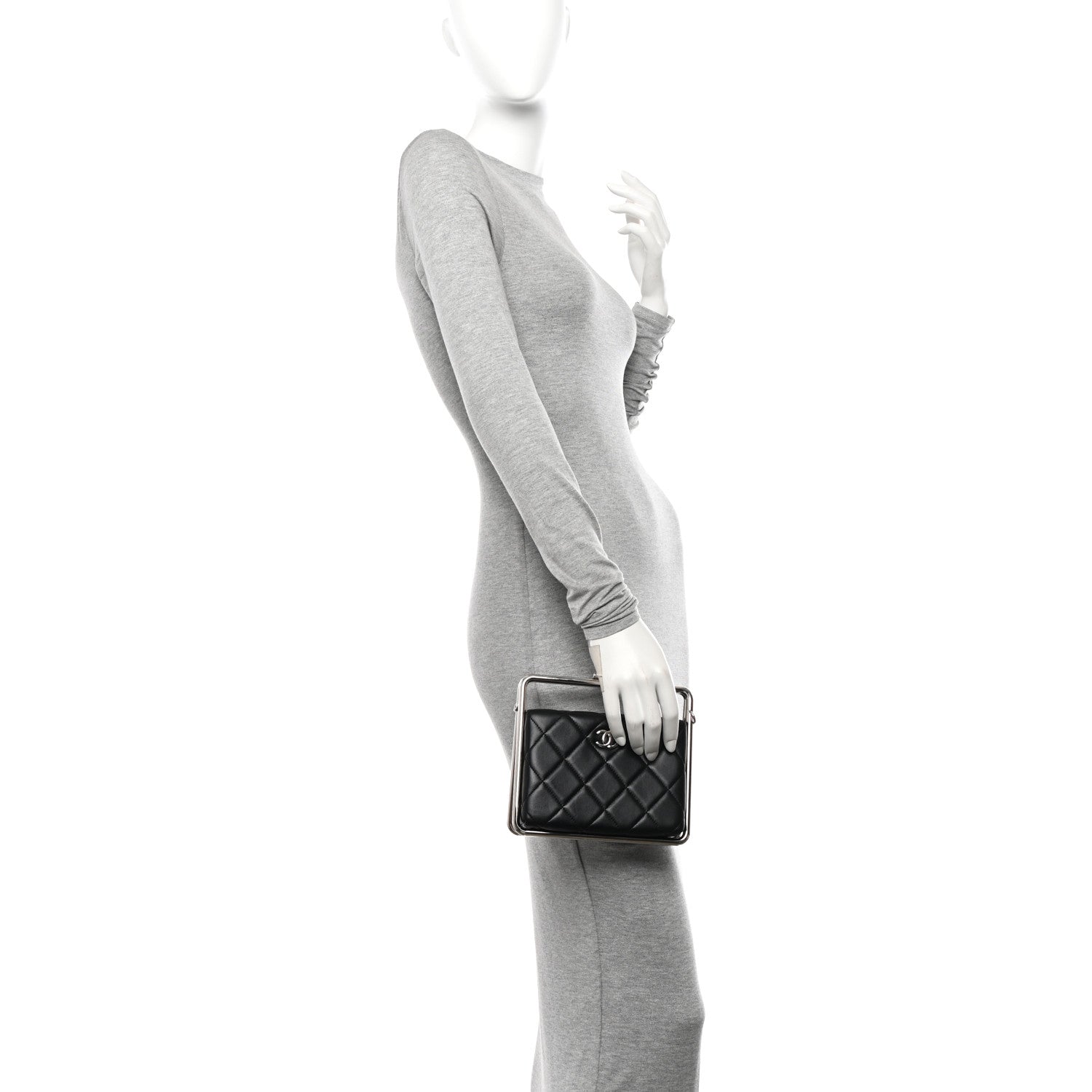 Chanel Quilted Lambskin Metal Bar Clutch Bag Black 3 of 11