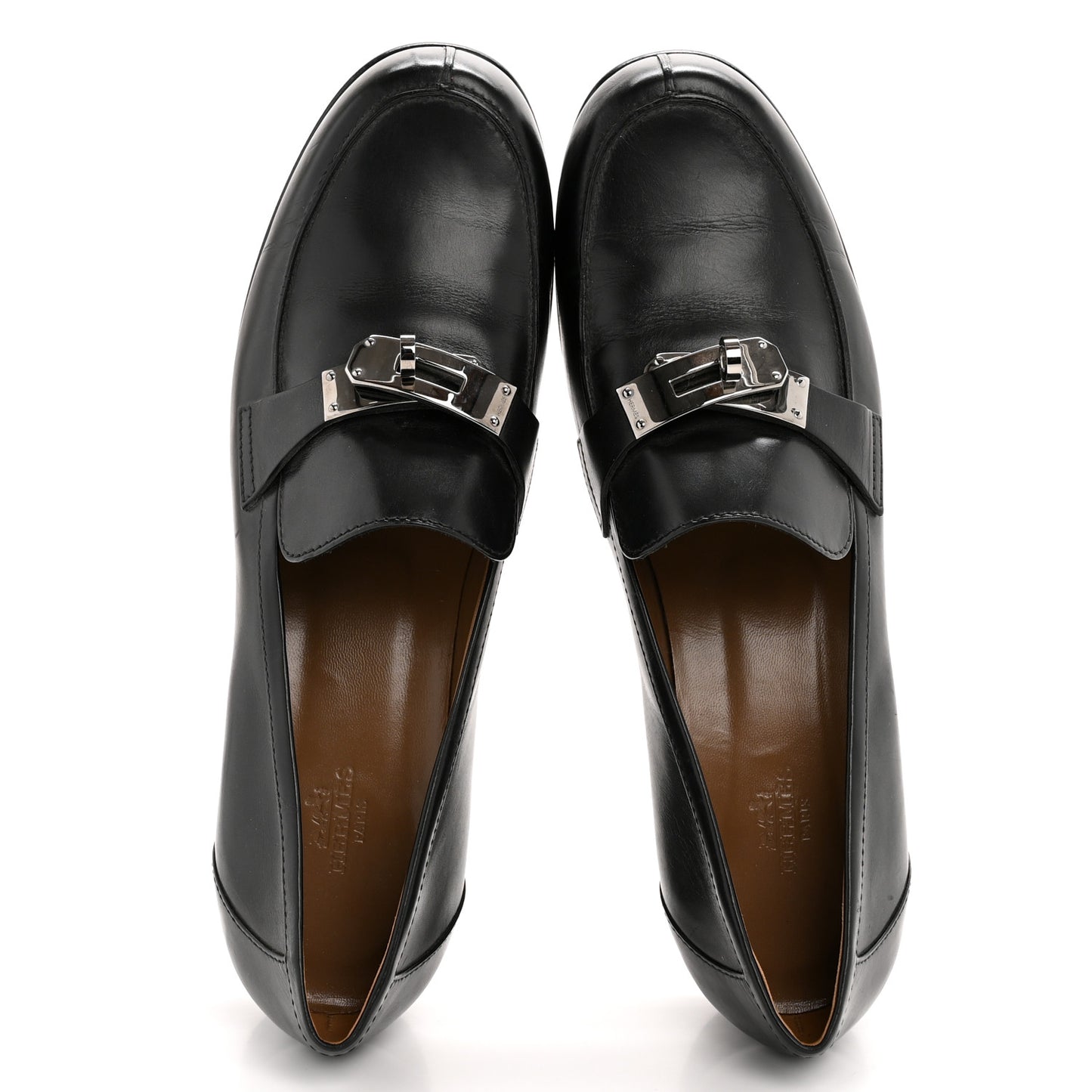 Calfskin Womens Kelly Loafers 40 Black