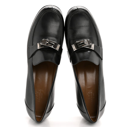 Hermes Calfskin Womens Kelly Loafers 40 Black 2 of 10