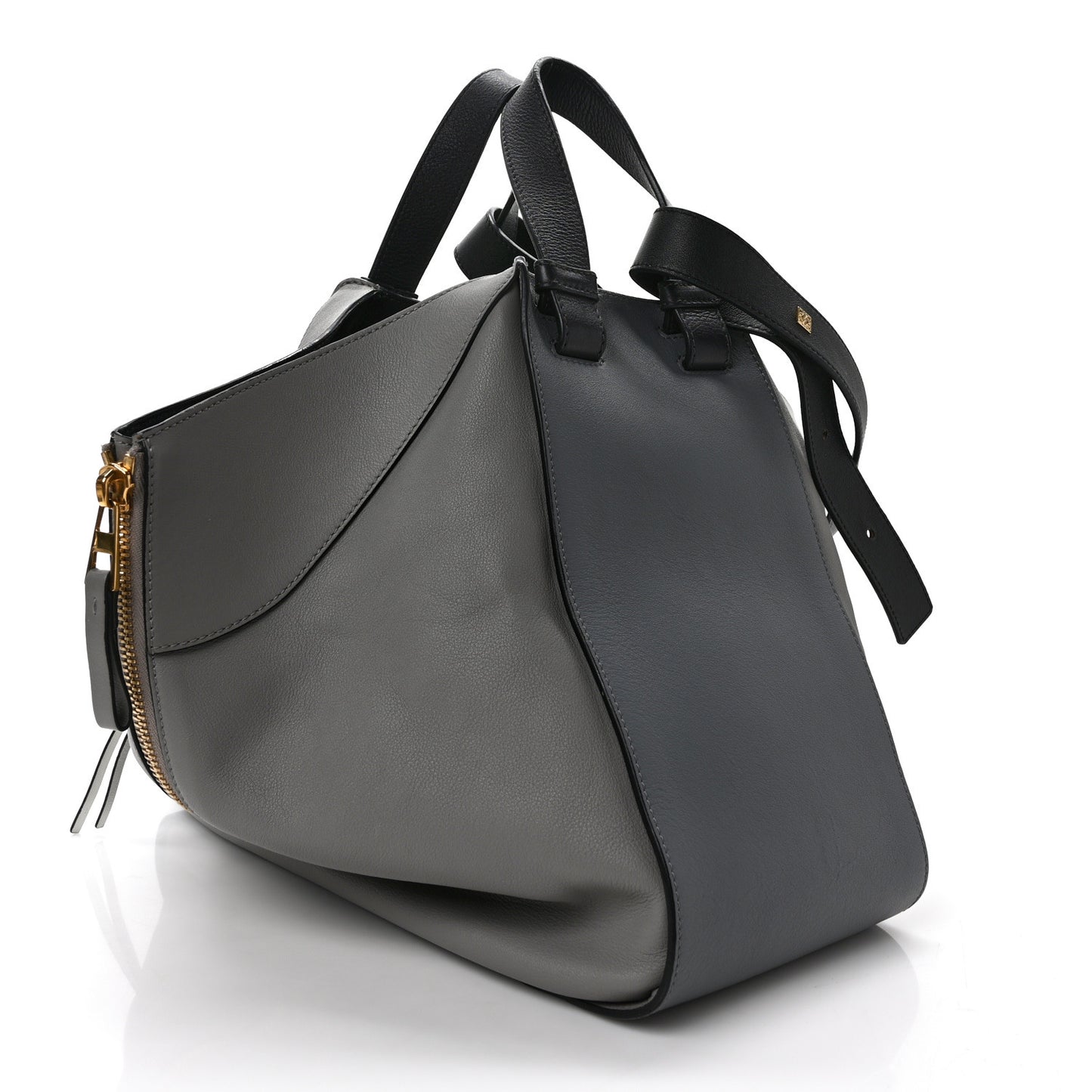 Calfskin Medium Hammock Shoulder Bag Grey Black