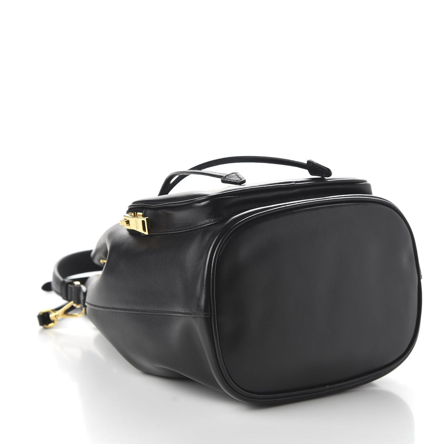 Light Calfskin Saffiano Mini Bucket Crossbody Bag Black