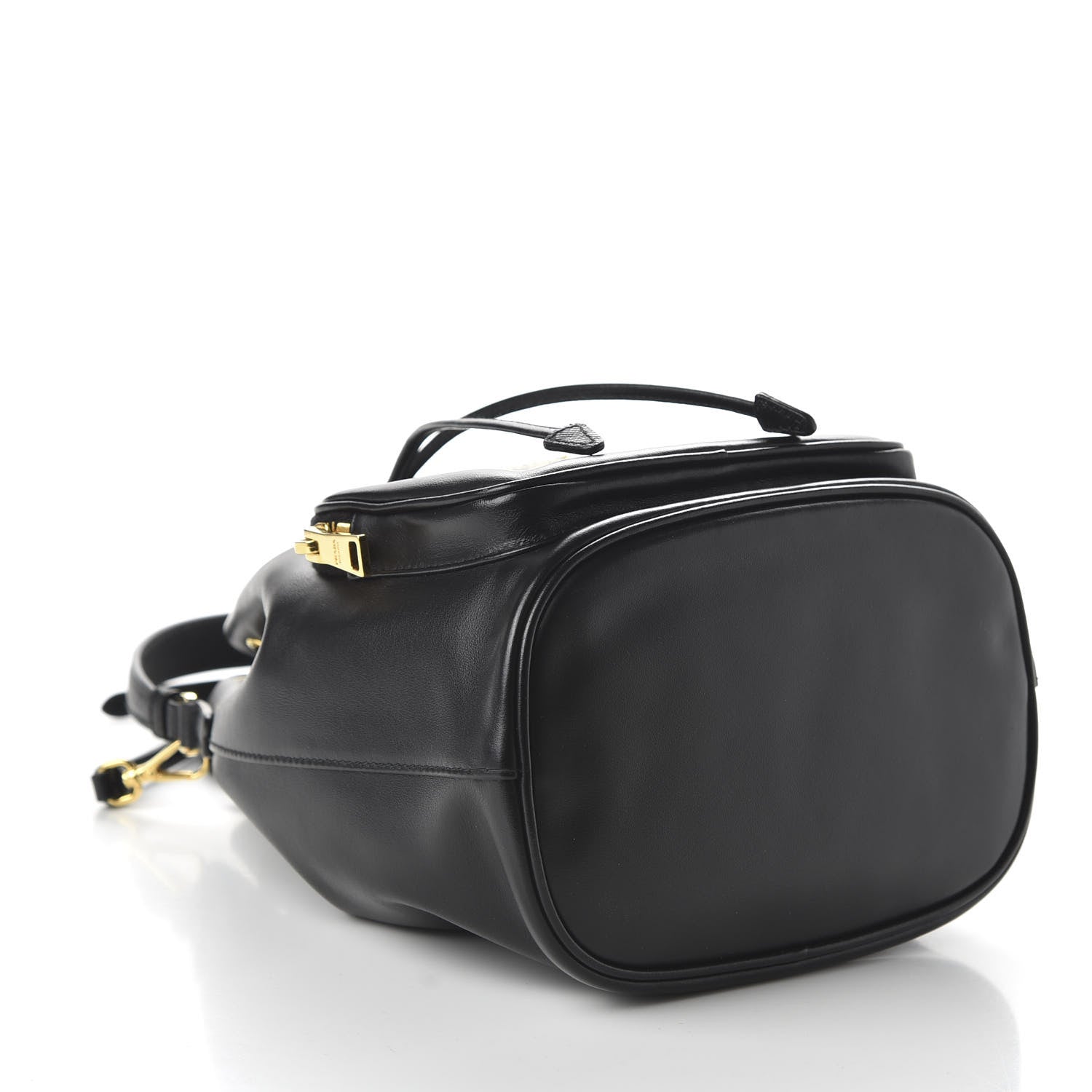 Prada Light Calfskin Saffiano Mini Bucket Crossbody Bag Black 5 of 10