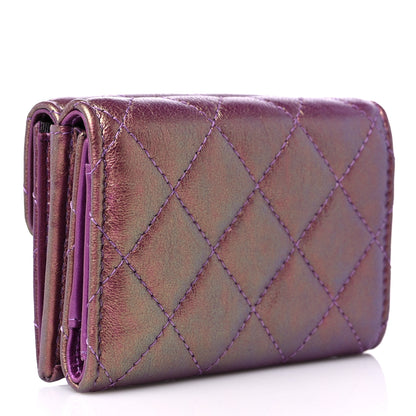 Chanel Iridescent Lambskin Small Quilted Flap Wallet Purple 3 of 13