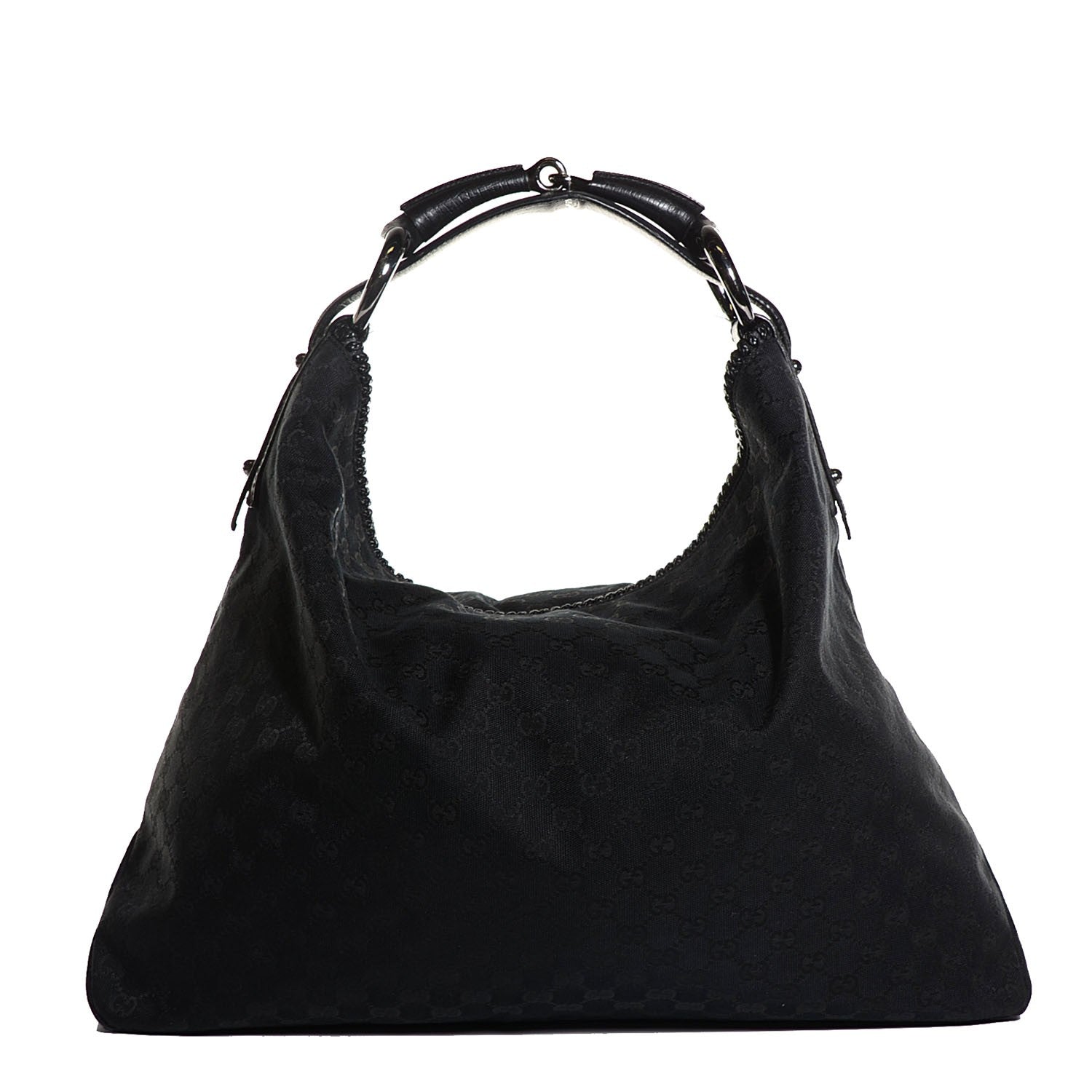 Gucci Monogram Large Horsebit Chain Hobo Black 1 of 6