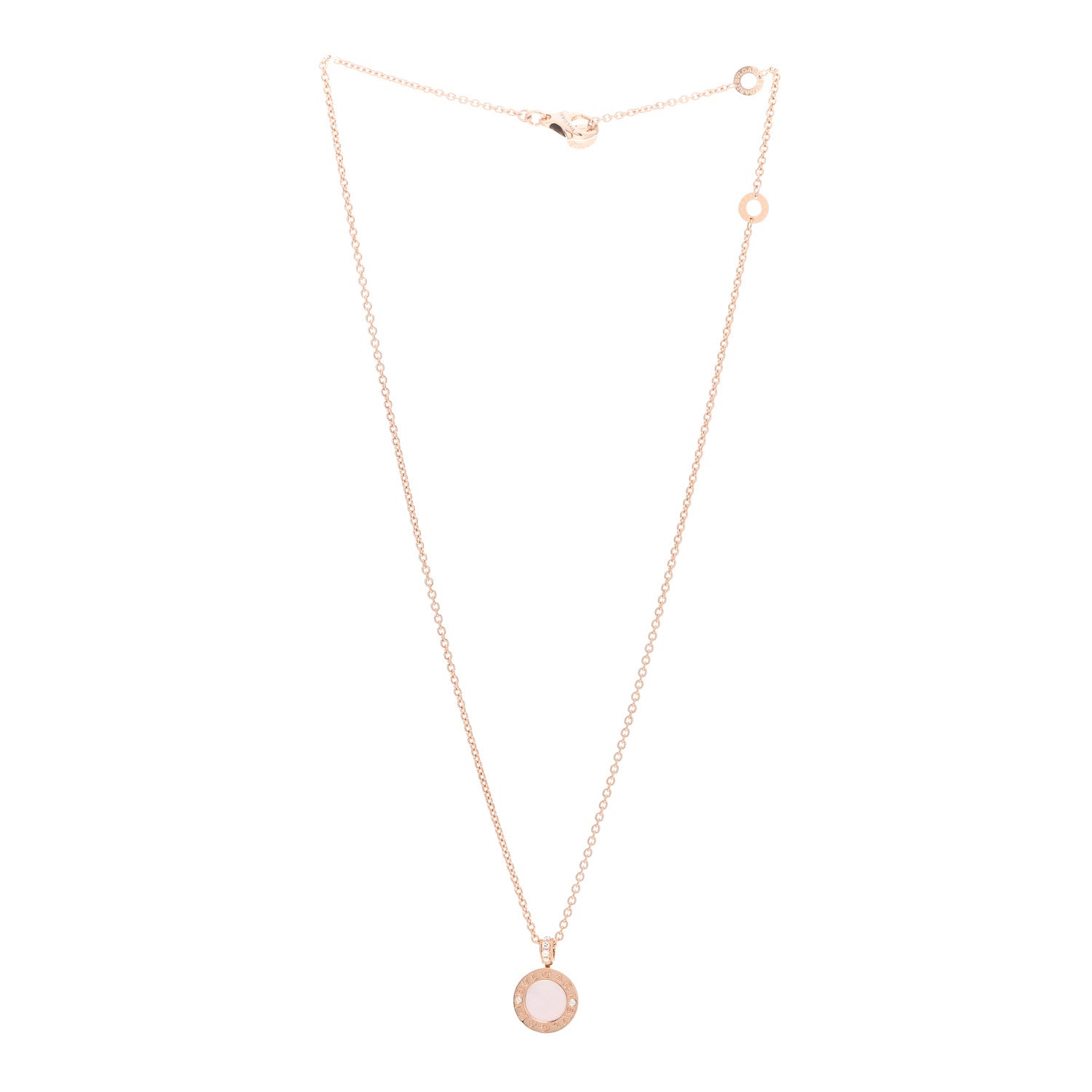 Bulgari 18K Rose Gold Diamond Mother of Pearl Carnelian BVLGARI BVLGARI Pendant Necklace 3 of 6