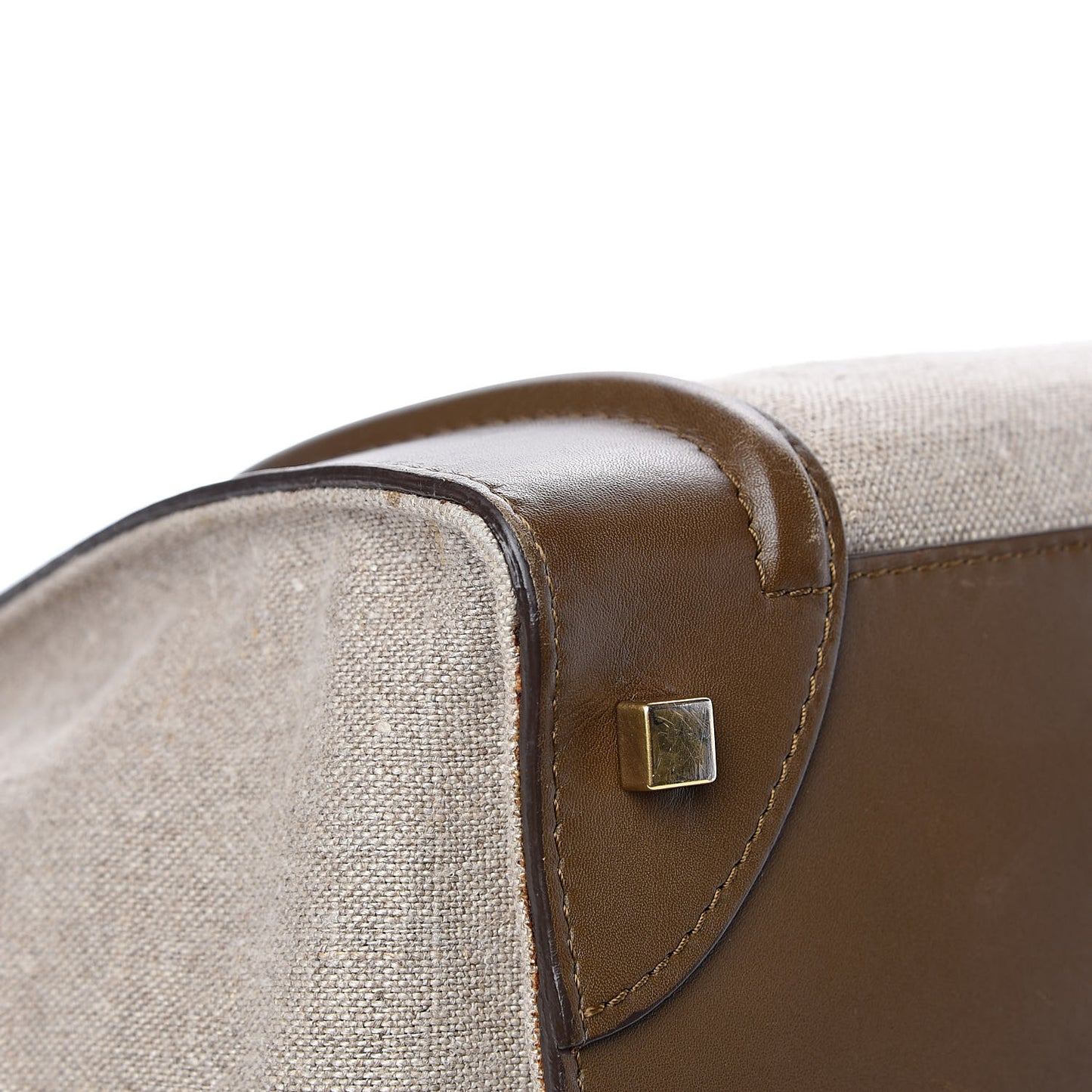 Natural Canvas Smooth Calfskin Mini Luggage Brown