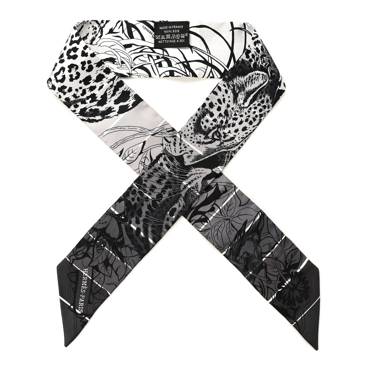 Hermes Silk Jungle Love Rainbow Twilly Gris Black White 1 of 3