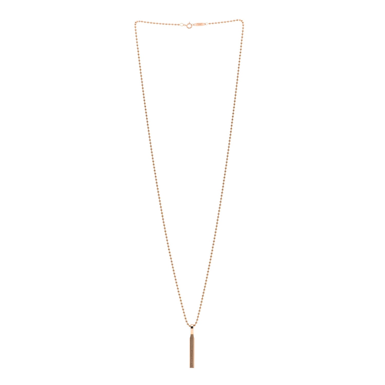 Tiffany 18K Rose Gold Makers Bar Pendant Necklace 3 of 4