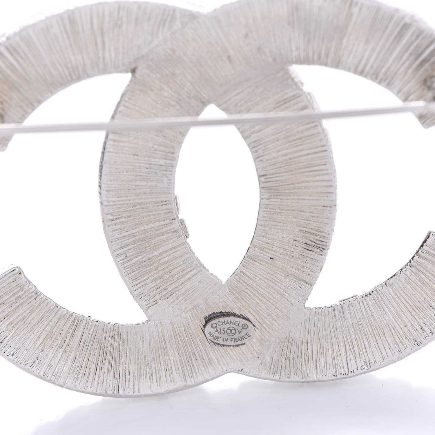 Chanel Baguette Crystal CC Brooch Silver 4 of 5