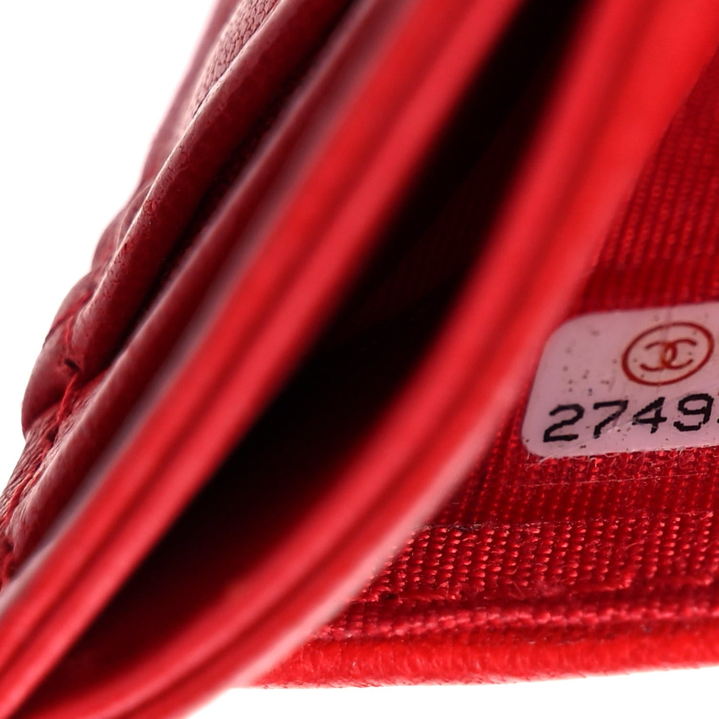 Lambskin Camellia Embossed Card Holder Red