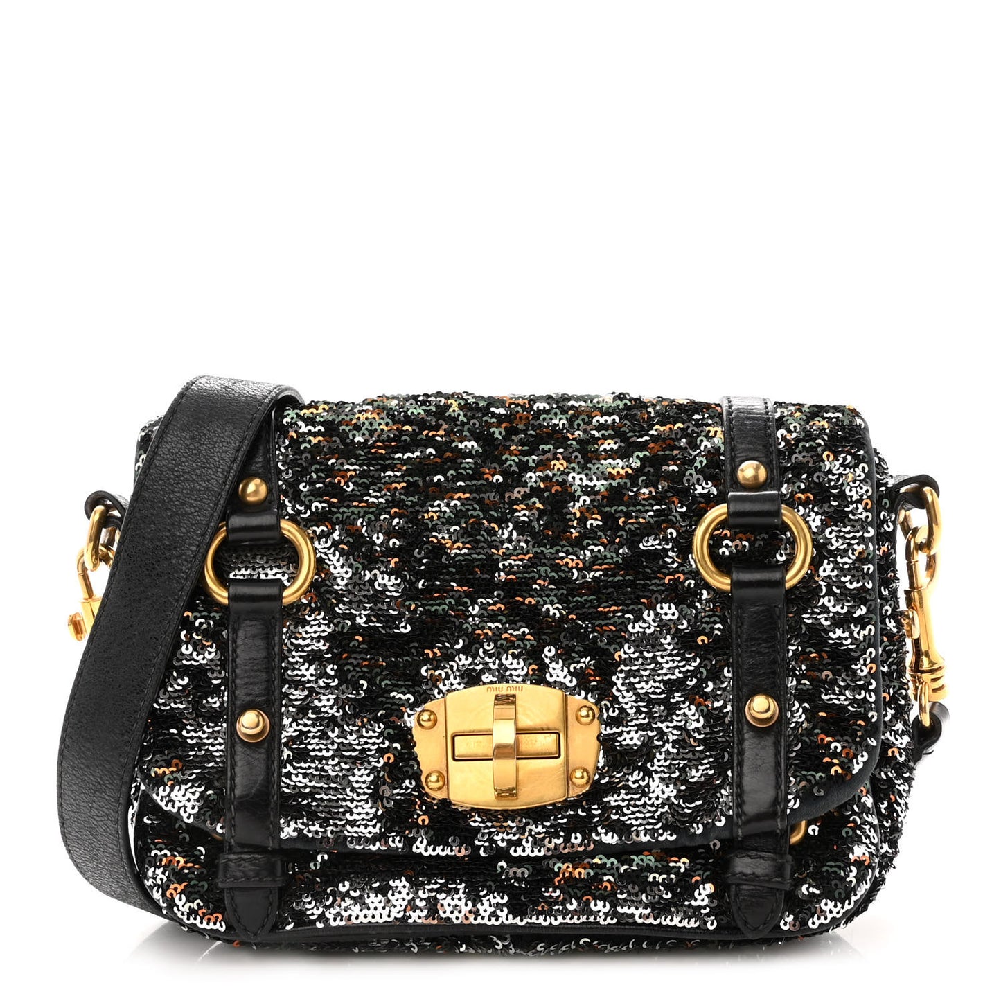 Paillettes Sequined Mini East West Satchel Argento