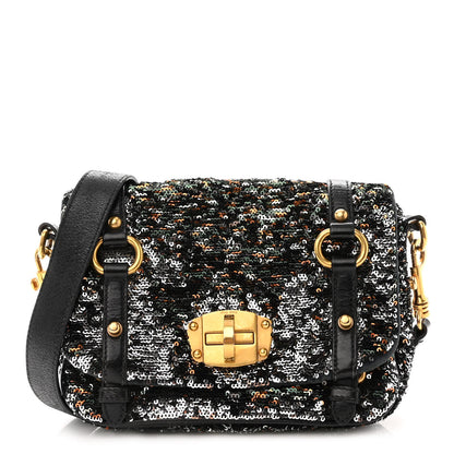 Miu Miu Paillettes Sequined Mini East West Satchel Argento 1 of 9