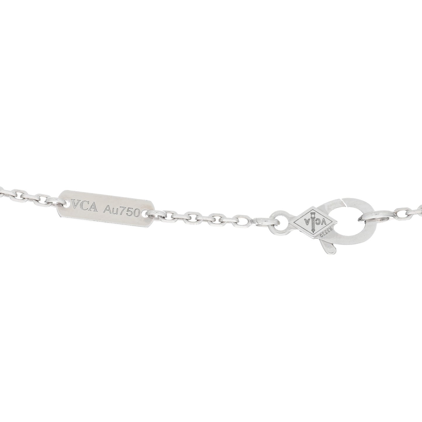 18k White Gold Chalcedony Vintage Alhambra Pendant Necklace