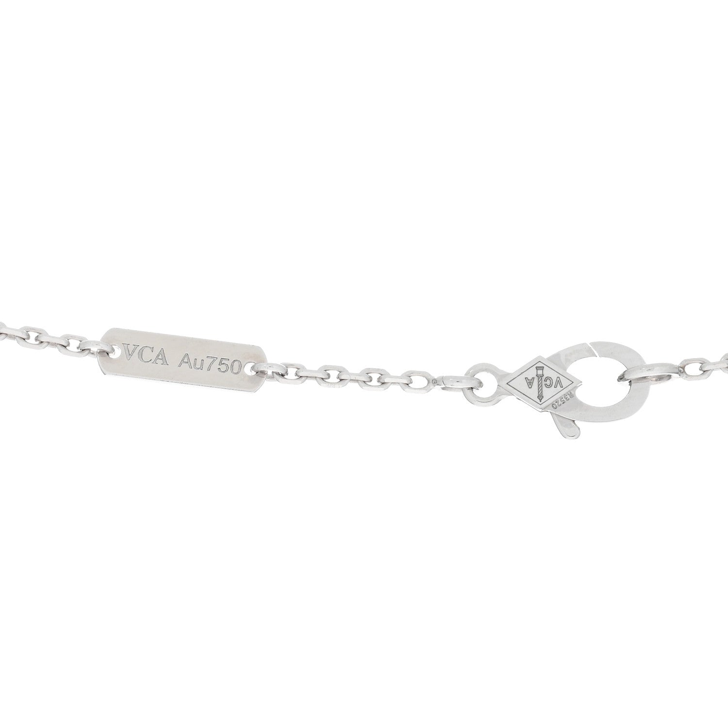 Van Cleef & Arpels 18k White Gold Chalcedony Vintage Alhambra Pendant Necklace 4 of 5