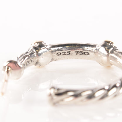 David Yurman Sterling Silver Pave Diamond Small Metro Hoop Earrings 6 of 6