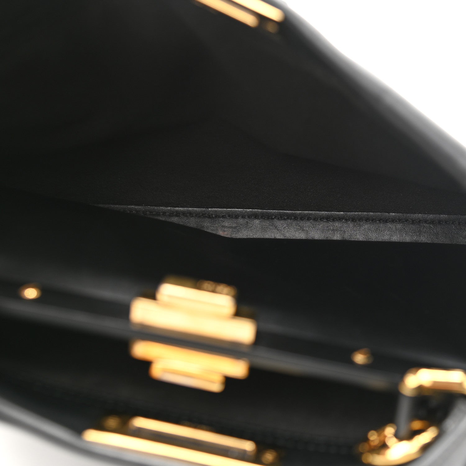 Fendi Vitello Seta Shiny Nappa Medium Peekaboo Iconic Satchel Black 7 of 12