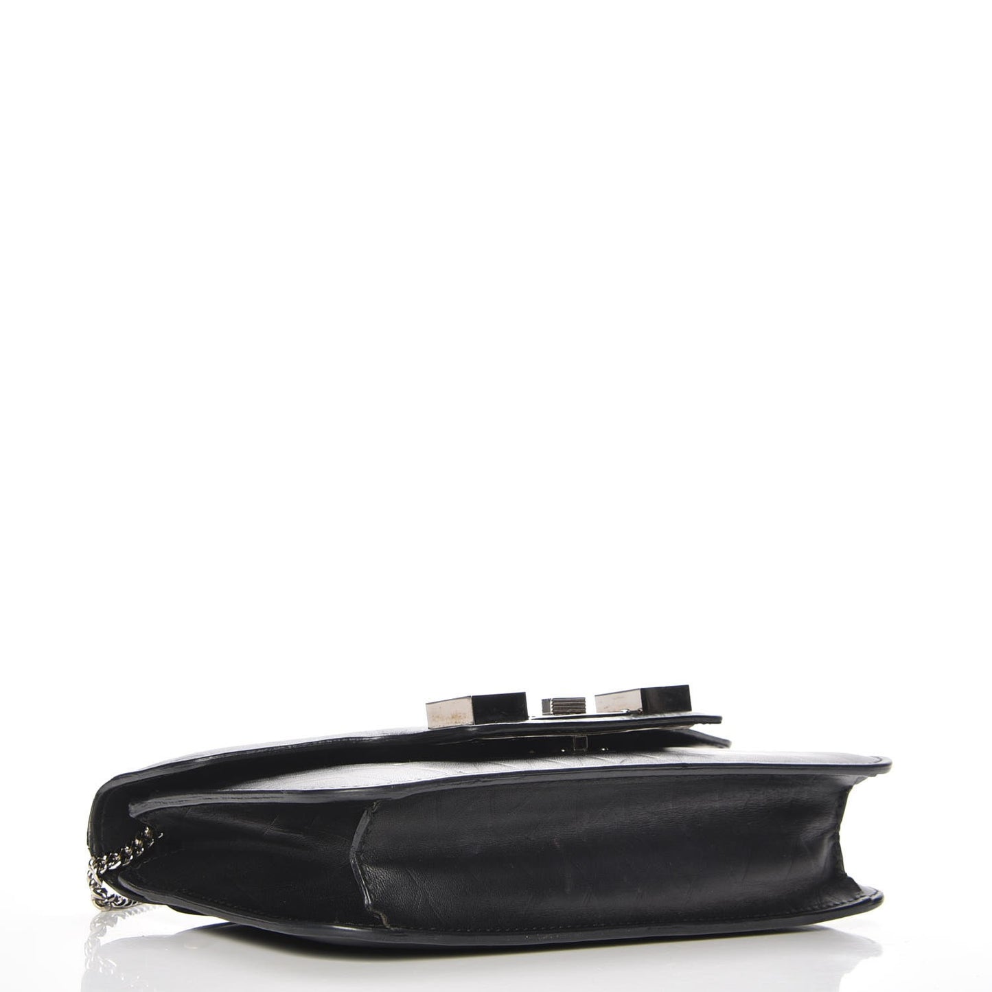 Calfskin Embossed Crosshatch PS11 Chain Wallet Black