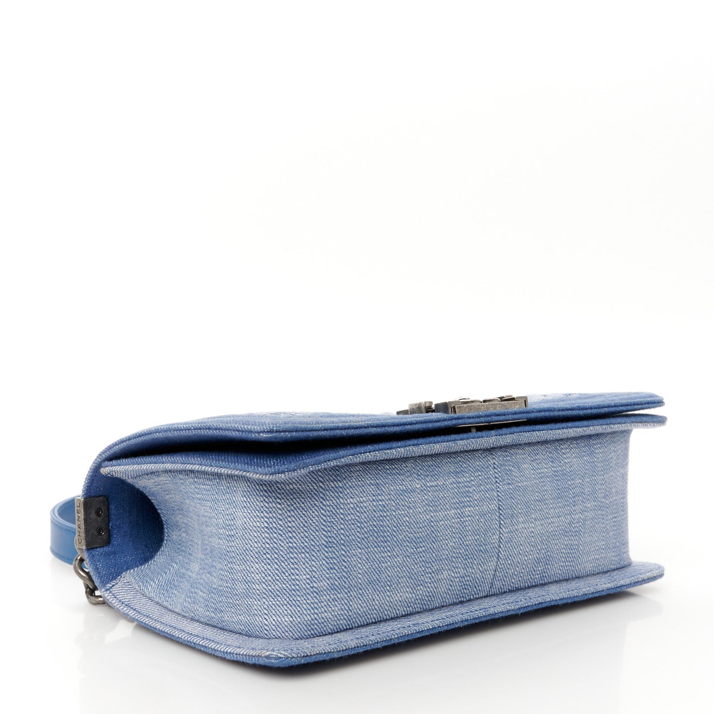 Denim Chevron Quilted Medium Boy Flap Blue
