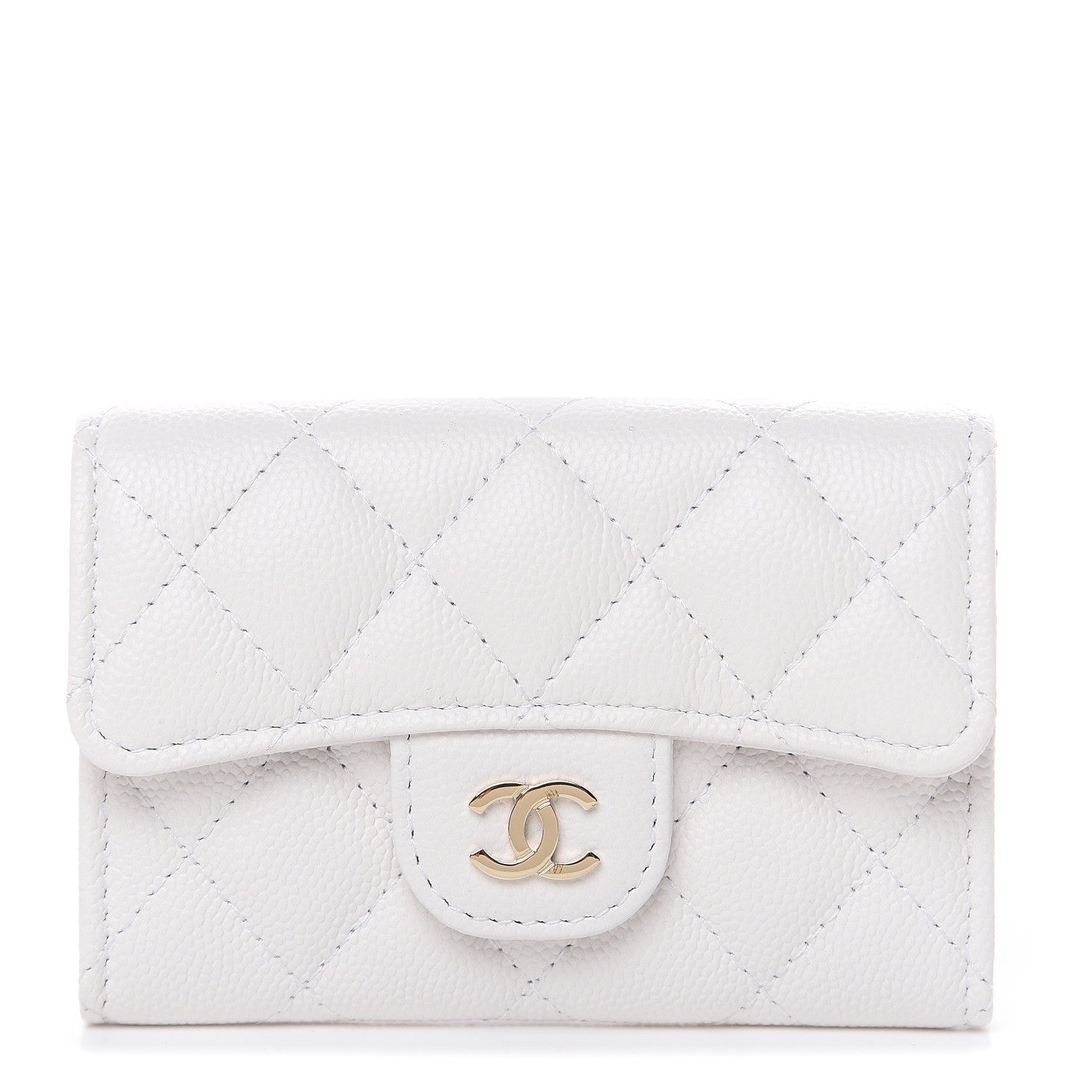 Chanel Caviar Quilted Flap Card Holder Wallet White 1 of 8
