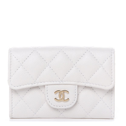 Chanel Caviar Quilted Flap Card Holder Wallet White 1 of 8