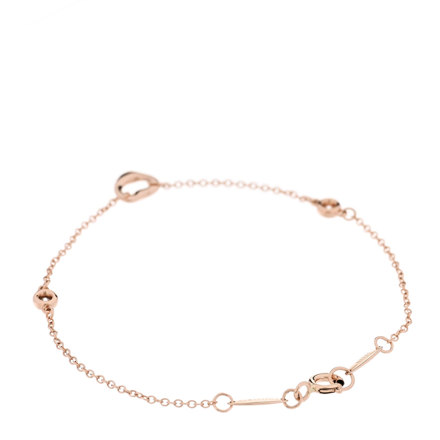 Tiffany 18K Rose Gold Diamond Elsa Peretti Diamonds by the Yard Open Heart Bracelet 2 of 5