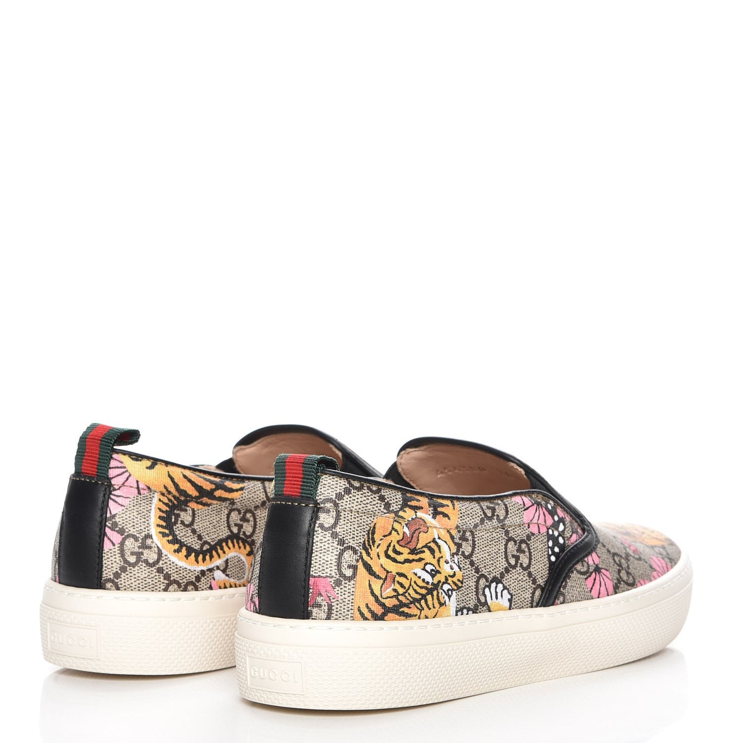 GG Supreme Monogram Bengal Womens Dublin Slip On Sneakers 38.5 Beige Pink