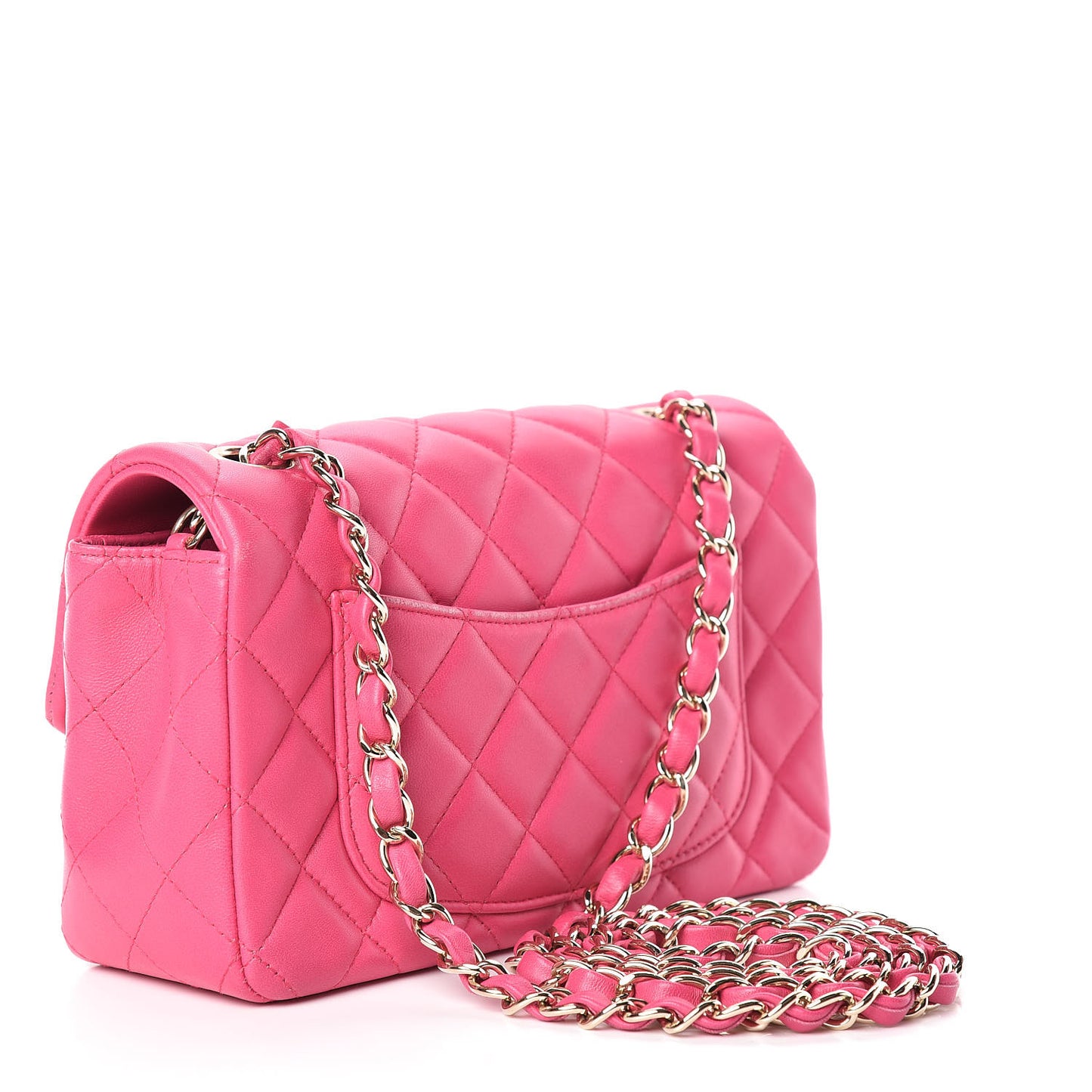 Lambskin Quilted Mini Rectangular Flap Fuchsia