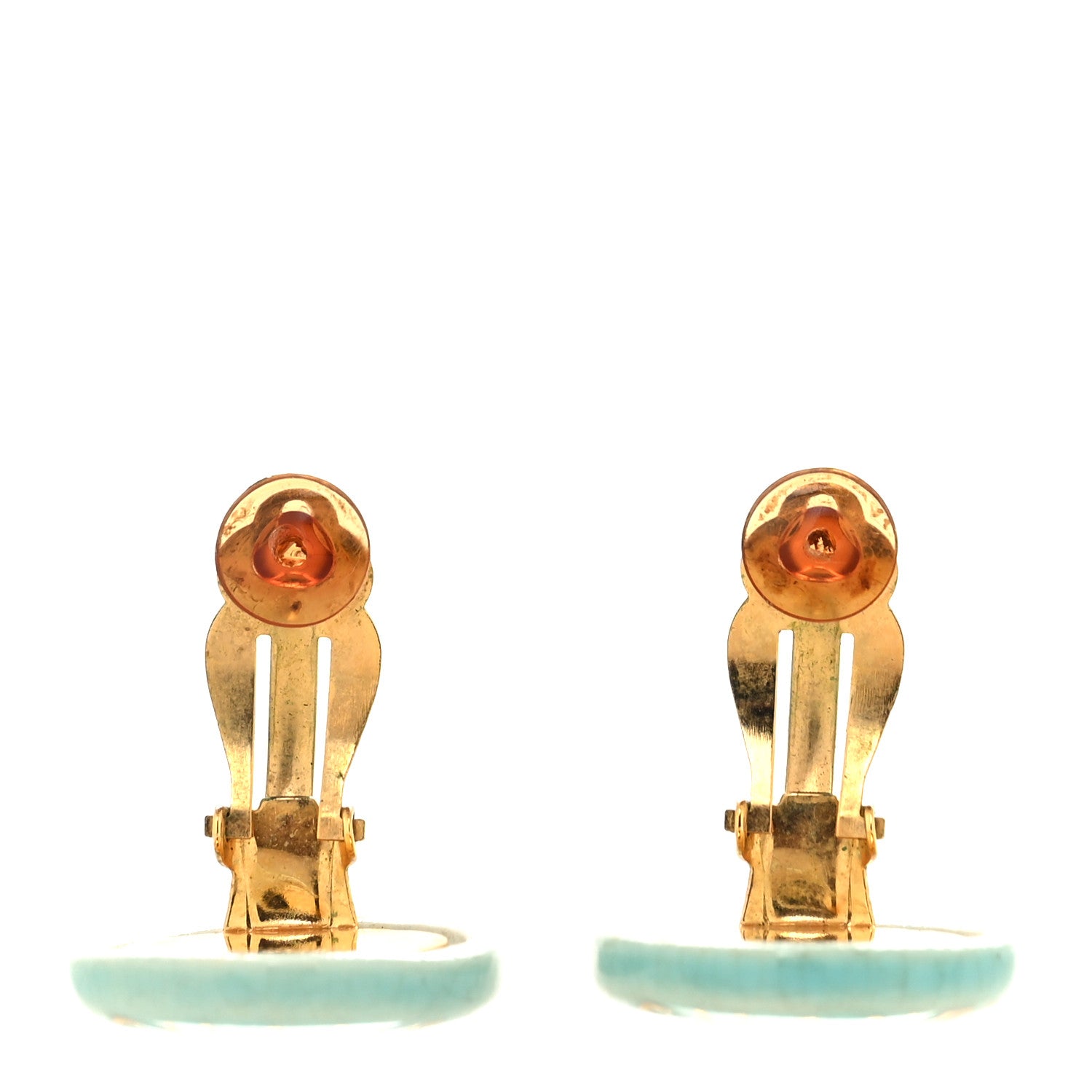 Chanel Resin Logo Clip On Earrings Blue 3 of 4