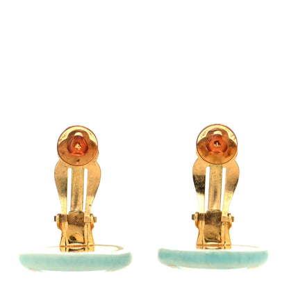 Chanel Resin Logo Clip On Earrings Blue 3 of 4