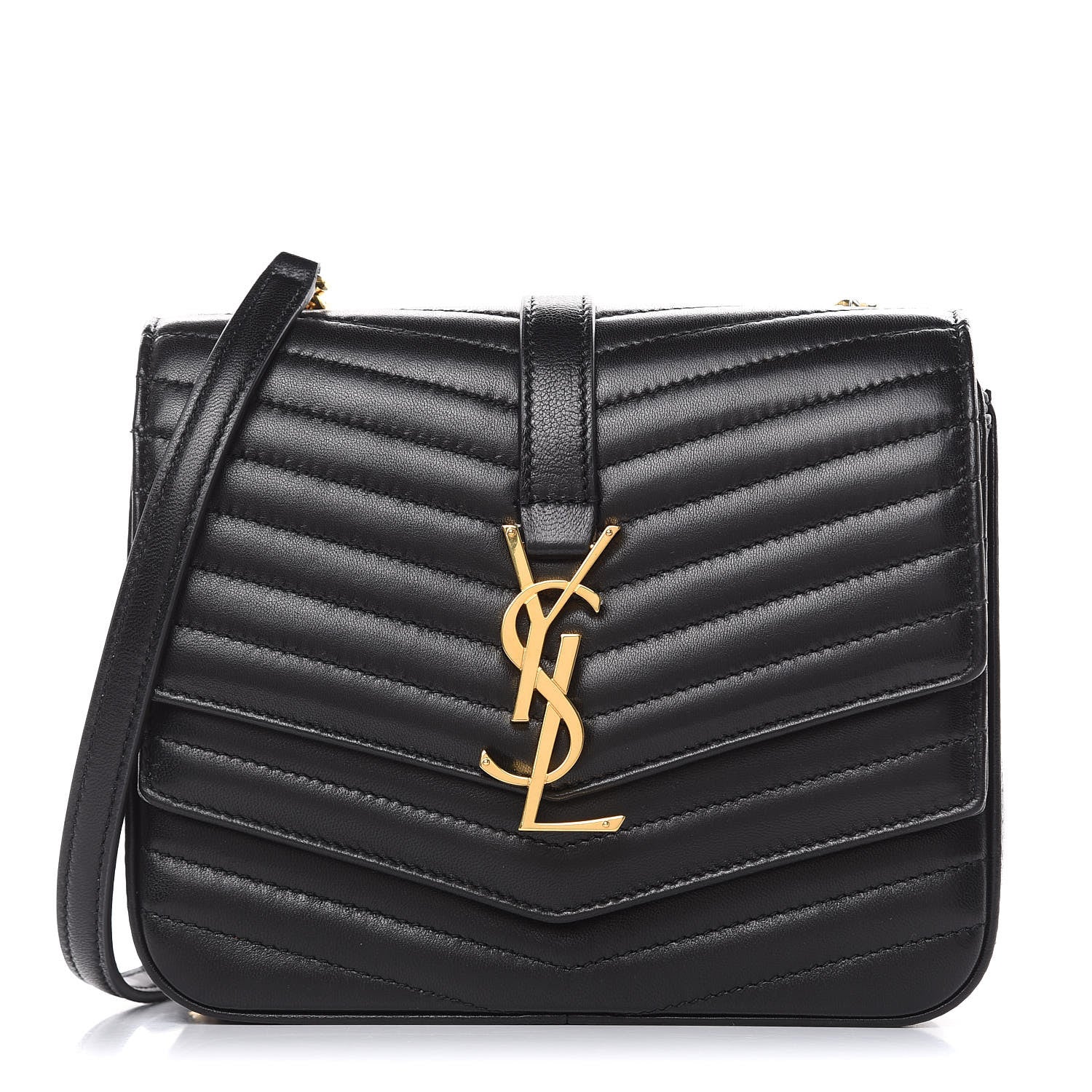 Saint Laurent Lambskin Matelasse Chevron Monogram Small Sulpice Bag Black 1 of 13