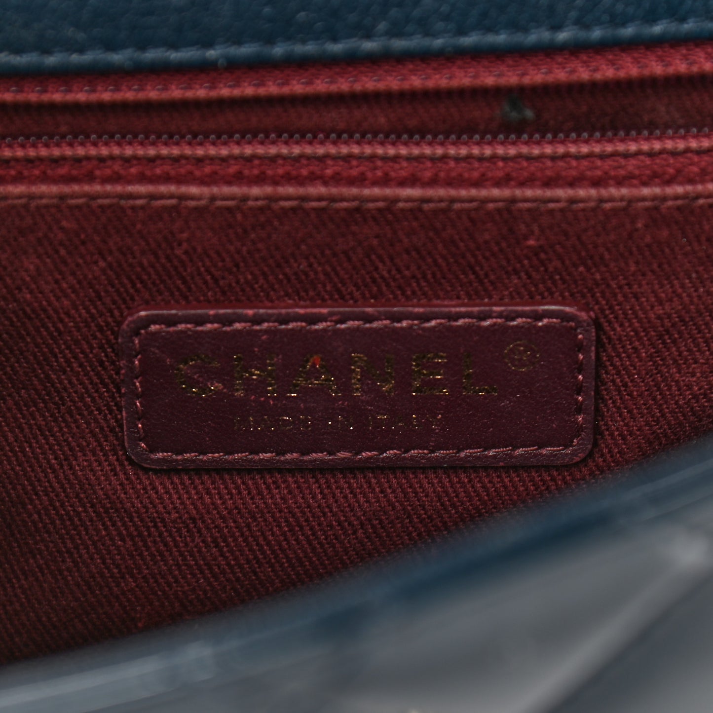 Patent Goatskin Quilted Medium CC Eyelet Flap Blue