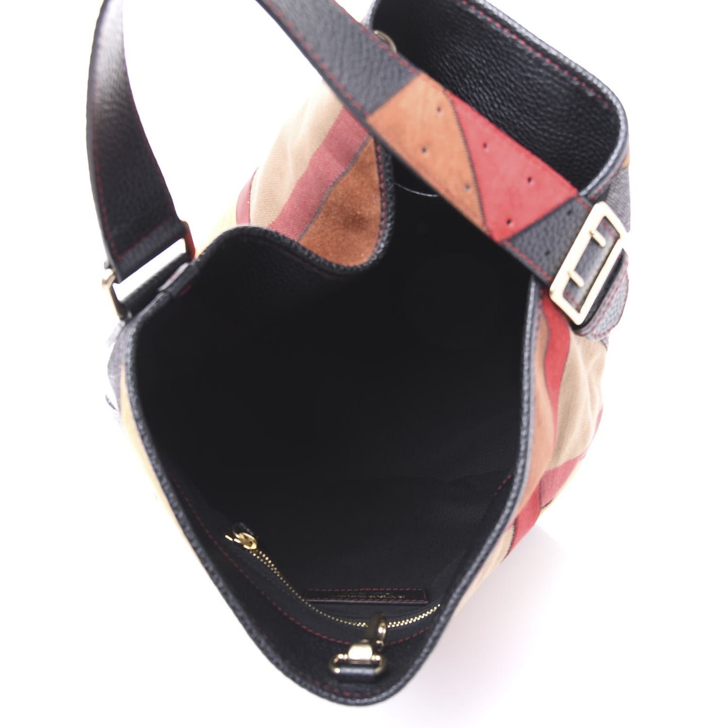 Grainy Calfskin Suede Canvas Mega Check Patchwork Medium Ashby Hobo Multicolor