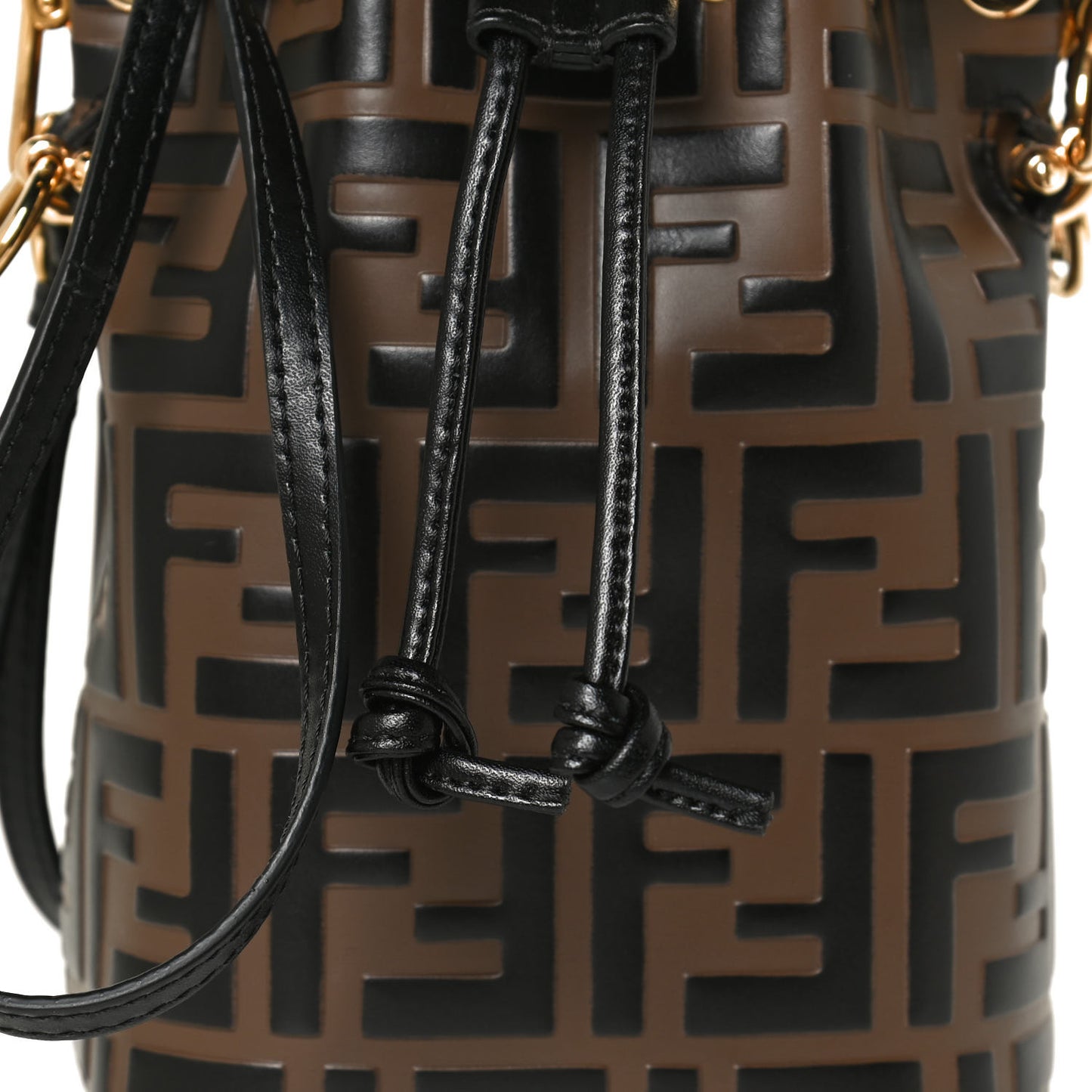 Vitello Liberty F is Fendi Bi-Color FF 1974 Embossed Mini Mon Tresor Bucket Bag Maya Black