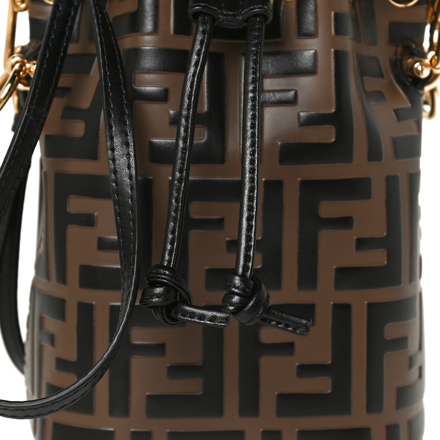 Fendi Vitello Liberty F is Fendi Bi-Color FF 1974 Embossed Mini Mon Tresor Bucket Bag Maya Black 9 of 12
