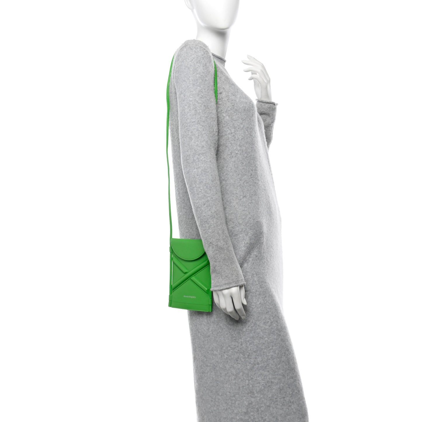 Calfskin The Curve Micro Crossbody Pouch Bag Kelly Green