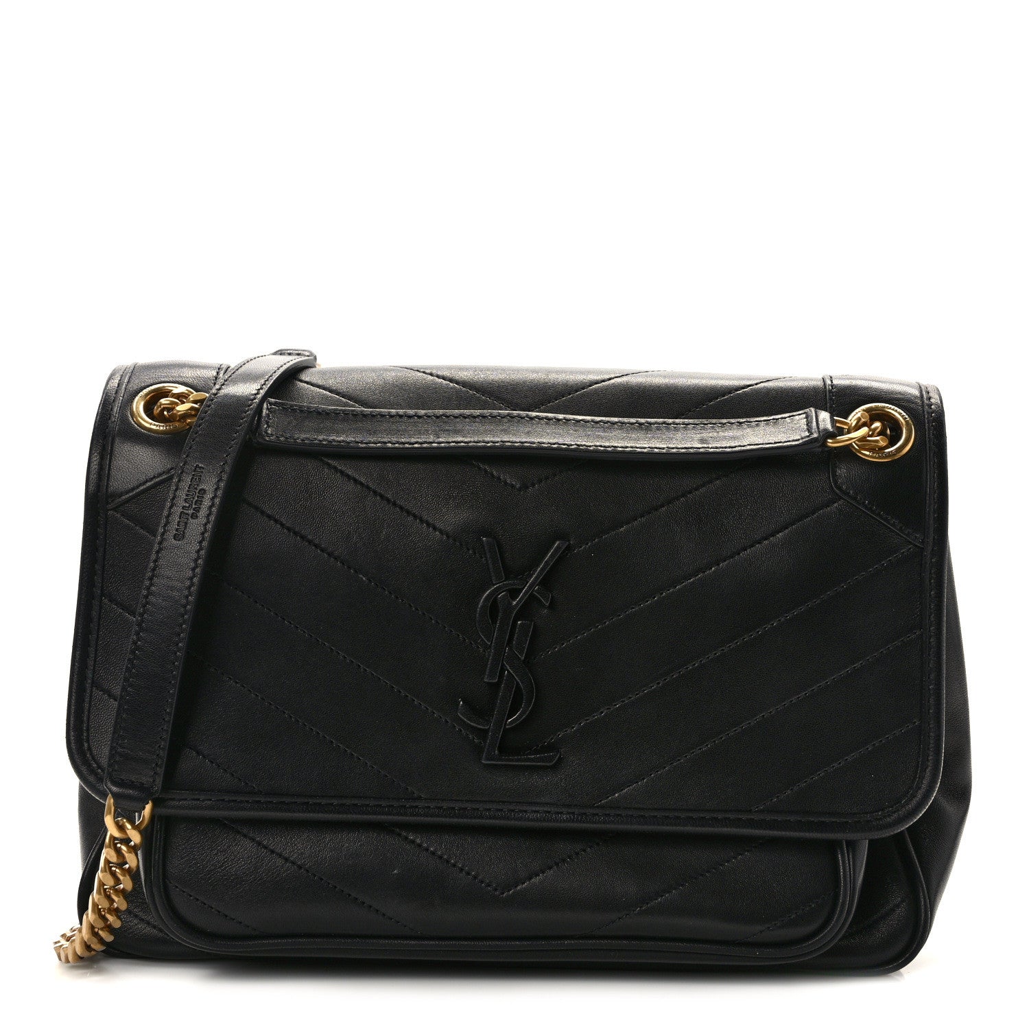 Saint Laurent Lambskin Matelasse Monogram Medium Niki Chain Satchel Black 1 of 13