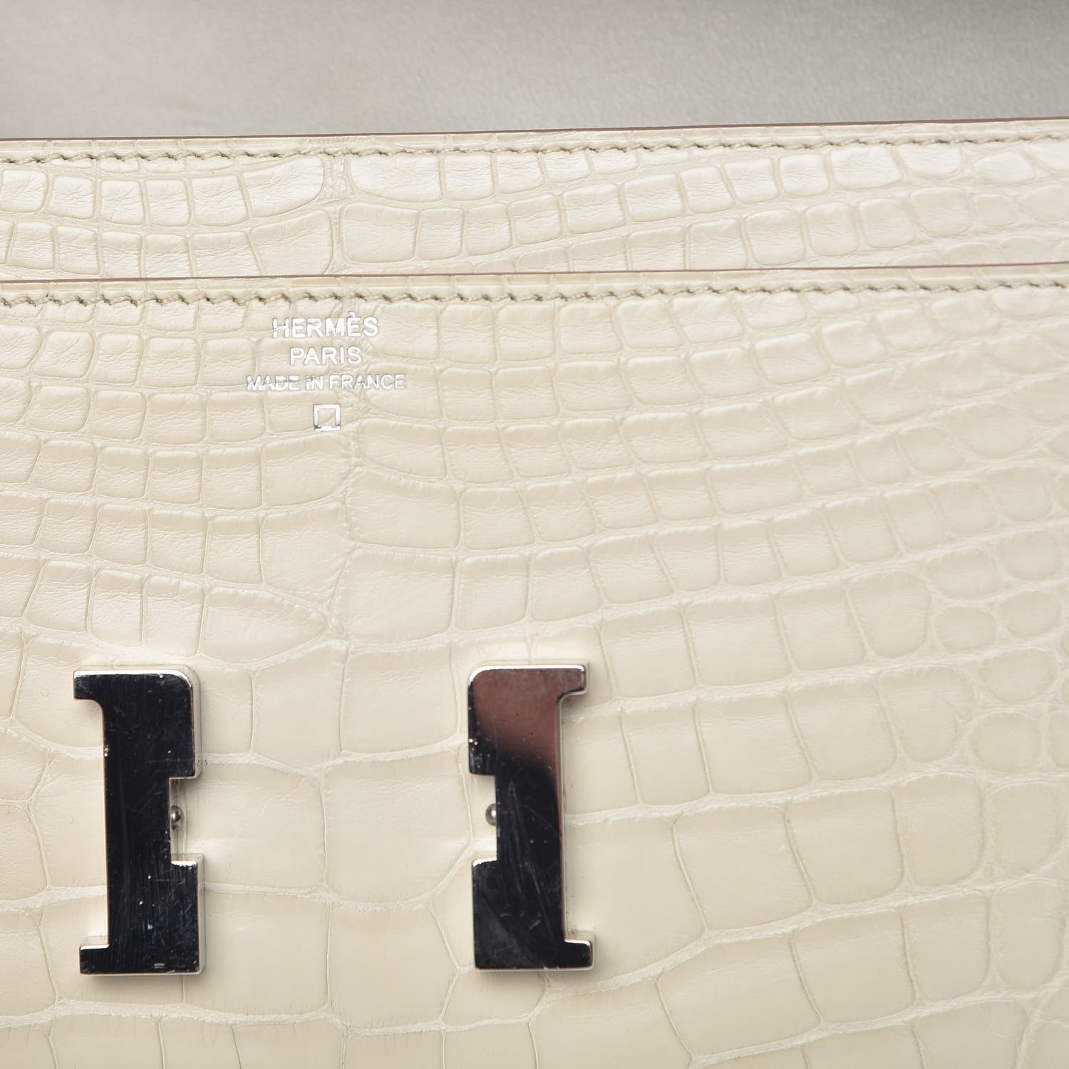 Hermes Matte Alligator Constance Wallet Beton 6 of 14