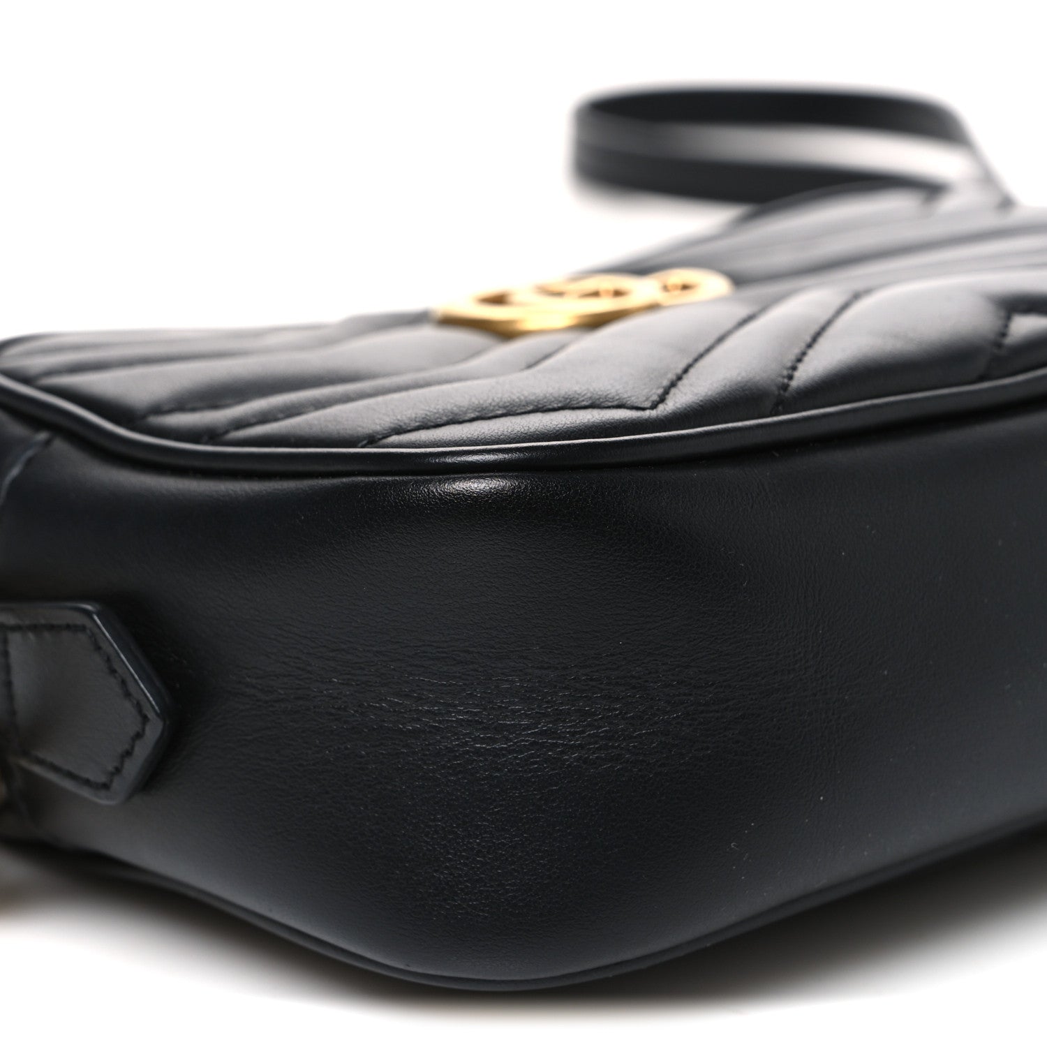 Gucci Calfskin Matelasse Mini GG Marmont Chain Shoulder Bag Black 9 of 10