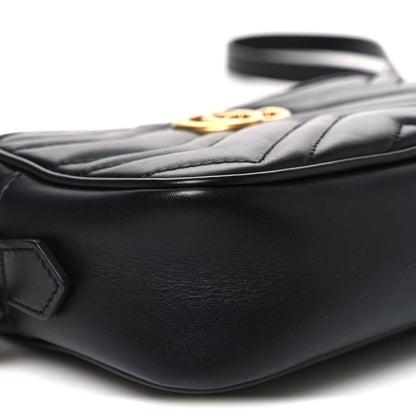 Gucci Calfskin Matelasse Mini GG Marmont Chain Shoulder Bag Black 9 of 10