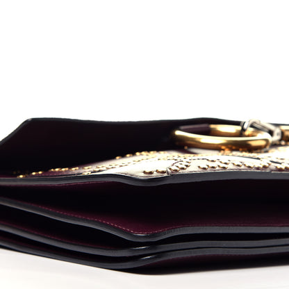 Chloe Calfskin Suede Studded Medium Faye Shoulder Bag Dark Purple 8 of 9