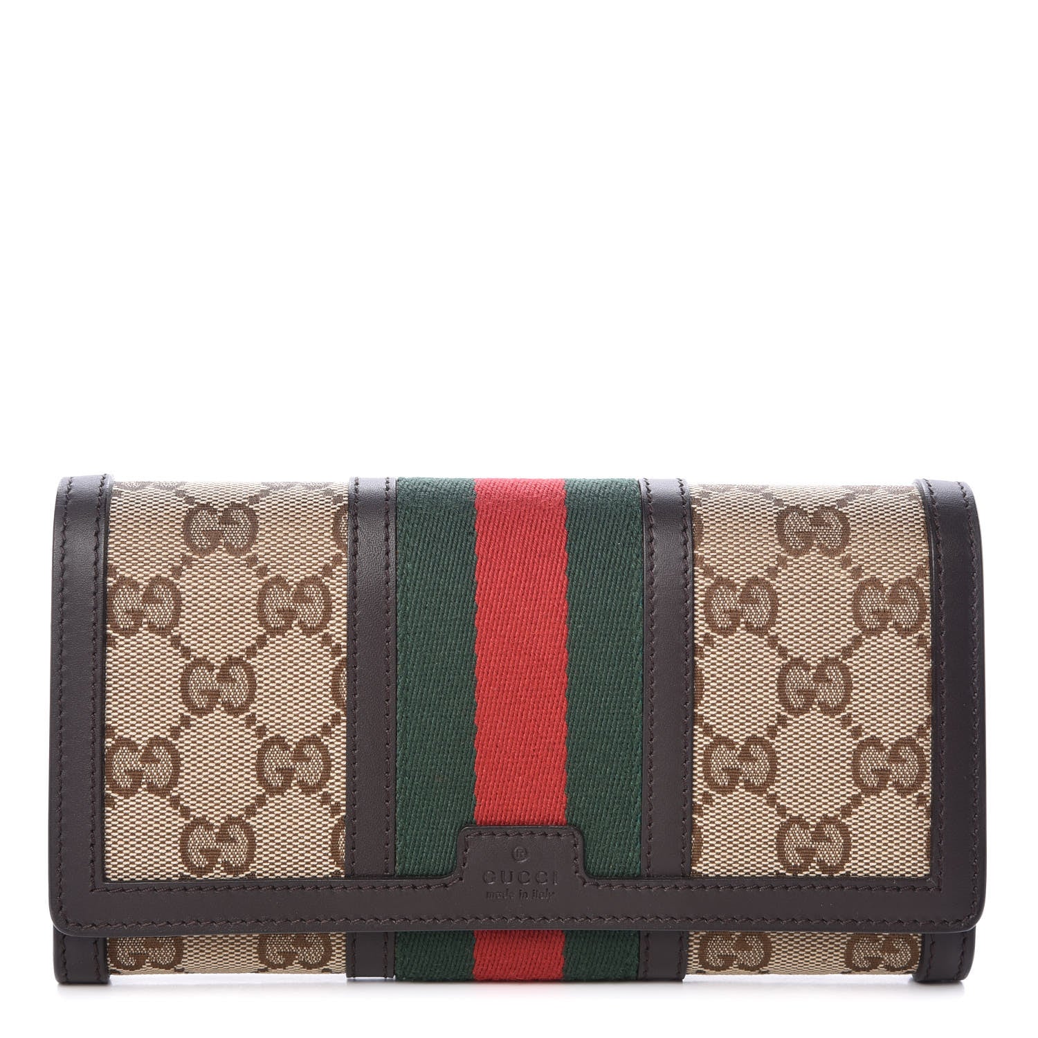 Gucci Monogram Vintage Web Wallet Dark Brown 1 of 8