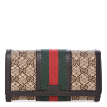Gucci Monogram Vintage Web Wallet Dark Brown 1 of 8
