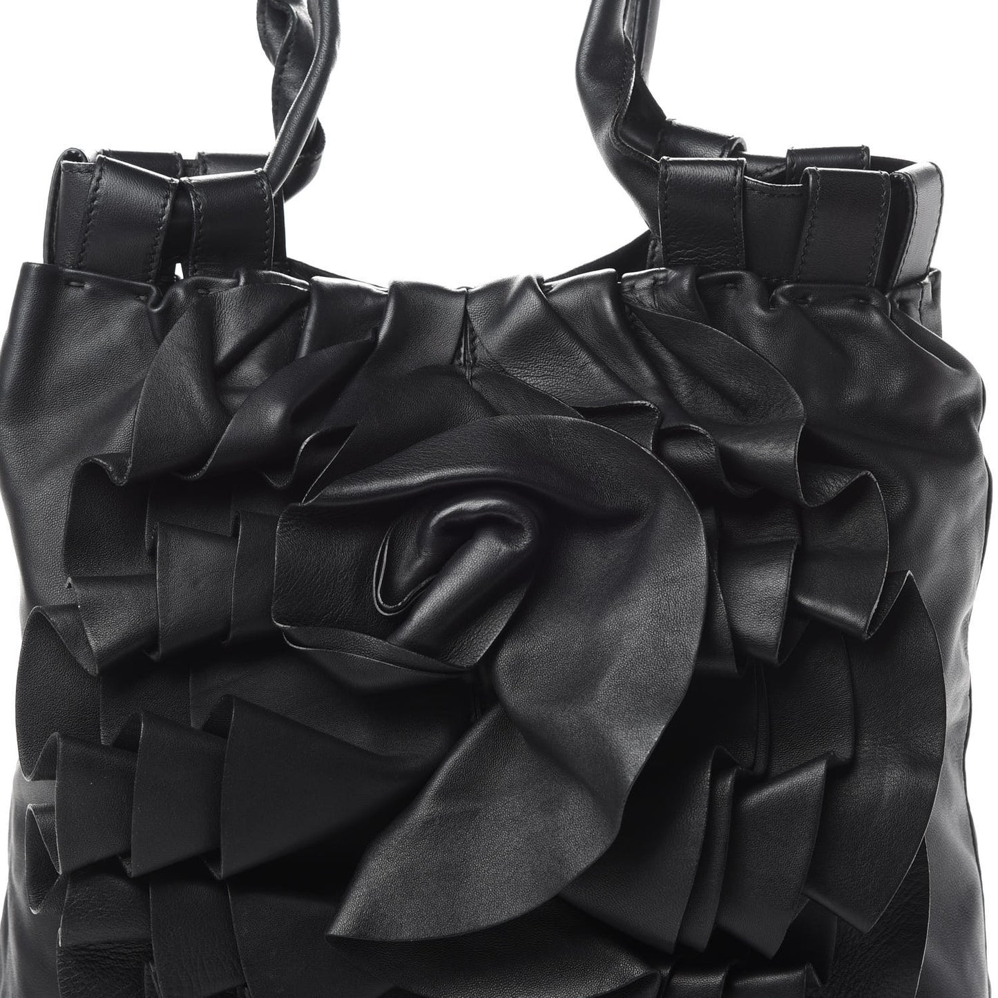 Nappa Pleated Tote Black