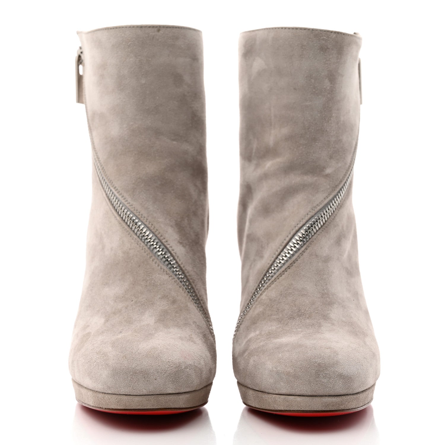 Christian Louboutin Veau Velours Birgitta 100 Zip Around Ankle Bootie 36.5 Fume 2 of 7